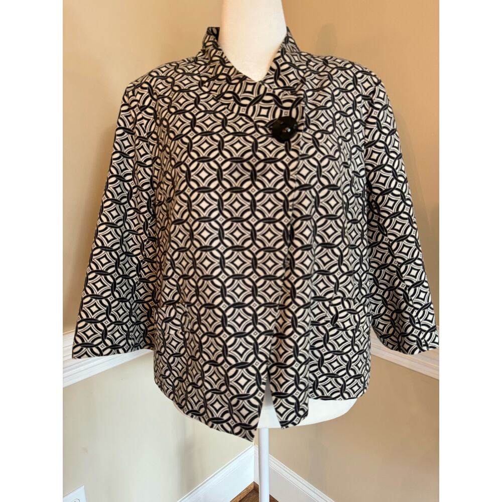 Silkland Blazer, 100% Silk, 3/4 sleeves, Cropped Jacket, Womens XL